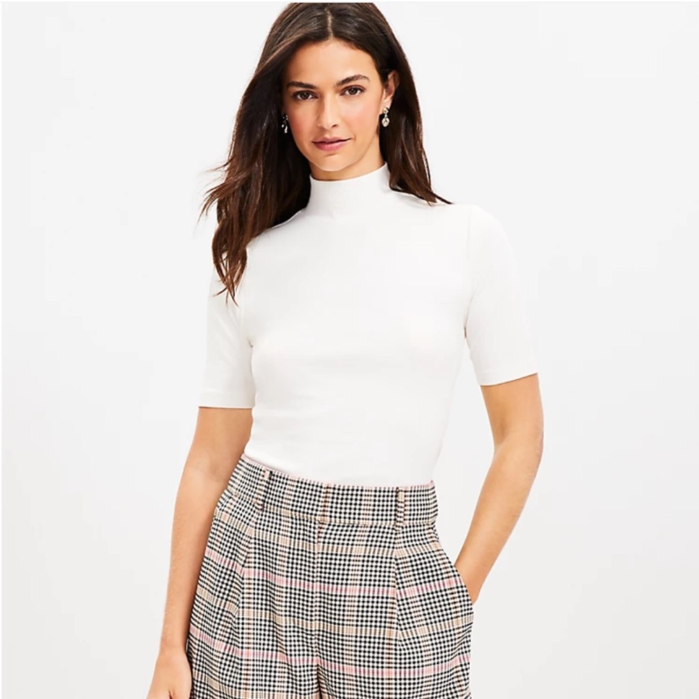 Loft Ribbed Mock Neck Shirt Sz XL